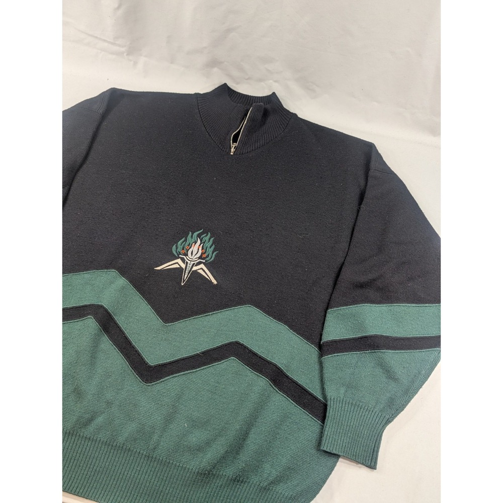 VINTAGE BOGNER SKI WOOL BLEND SWEATER SIZE XL Olympics Logo Fire Ice Black Green